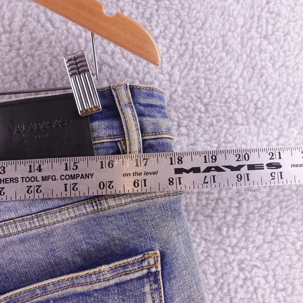 Valabasas Mens Distressed Stacked Flare Carpenter Jeans Blue Size 36 Heavy Rip